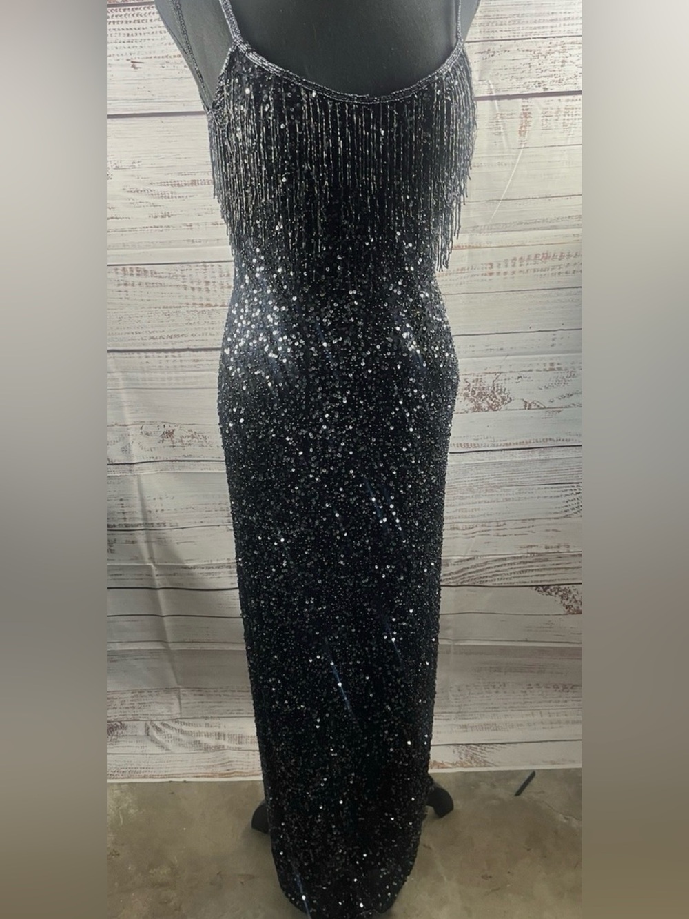 Black Sequin Evening Dress